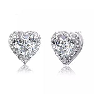 Exquisite 6 carat 925 silver heart earnings